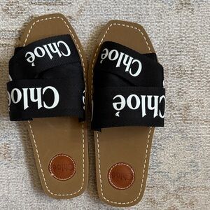 Chloe Black and White Slide Sandals